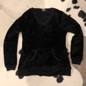 Fuzzy long sleeve v-neck